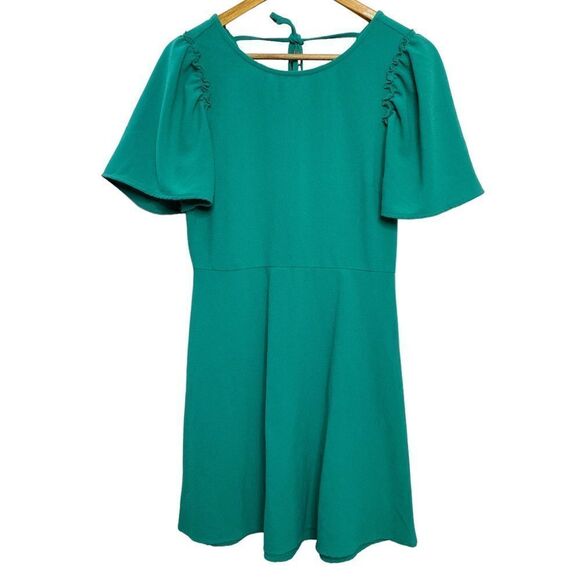 Bobeau Textured Puffy Short Sleeve Dress Green Size Small - Picture 1 of 4